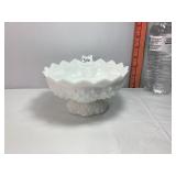 Vtg Fenton Milk Glass Hobnail 6 Candle Holder Bowl