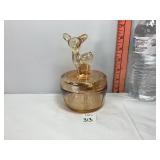 Janette Carnival Glass Deer Powder Jar