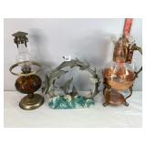 Carafe, Oil Lamp & Dolphin Decor