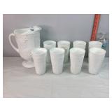 Milk Glass Pitcher & Tumblers