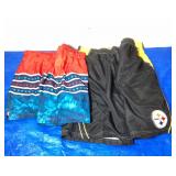 Sz XL American & 2XL Steelers Swim Trunks