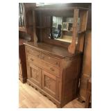 2pc Antique Oak Sideboard