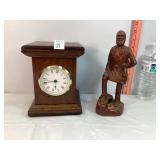 Wooden Clock & Red Mill Figure