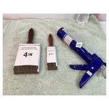 Caulking Gun & Paintbrushes