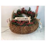 Lighted Antler Welcome Basket
