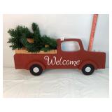 Wooden Red Truck Welcome Sign