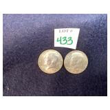 2 - 1969 Kennedy Half Dollars