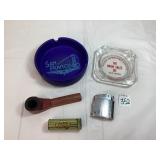Ashtrays, Lighter, Pipe & TUMS Tin