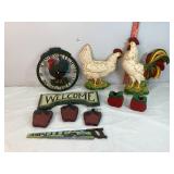 Rooster Clock, Plaques & Misc