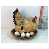 Decorative Chicken, Eggs & Basket