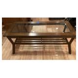 Glass Top Wooden Coffee Table