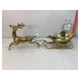 Brass Sleigh & Reindeer