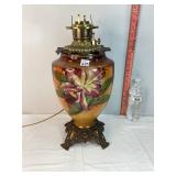 Vtg Oil Lamp Converted to Electric