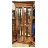 Wooden Curio Cabinet w/Etched Glass Doors