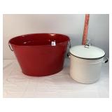 Chamberpot & Red Metal Bucket