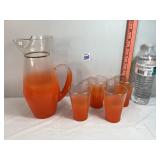 Vtg Blenko WV Frosted Pitcher & Cocktail Glasses