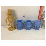 Plastic Mr. Peanut Cups, Bank & Jiminy Cricket Cup