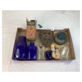 Vtg Bottles, Strainer, Iron Rest & Misc