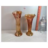 Carnival Glass Marigold Swung Vases