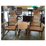 Amish Hickory Bent Wood Rocking Chairs & Stand