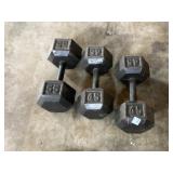 2 - 45lb & 1 - 55lb Hand Weights