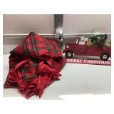 Tree Skirt & Red Truck Sign