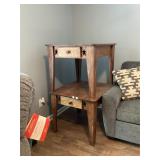 2 Farm Style Wooden Side Tables SEE DESCRIPTION