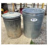 2 Galvanized Garbage Cans