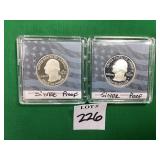 1 -2010 & 1 -2011 Washington Quarter Silver Proofs