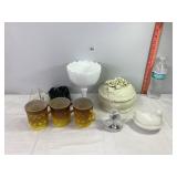 Mugs, Milk Glass Bowl & Misc