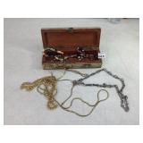 Assorted Costume Jewelry & Asian Box