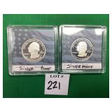 1 -2009 & 1 -2010 Washington Quarter Silver Proofs