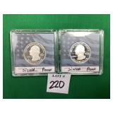 1 -2010 & 1 -2011 Washington Quarter Silver Proofs