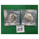 1 - 1966 & 1 - 1967 Kennedy Half Dollars
