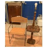 Lamp & Metal and Wicker Chair