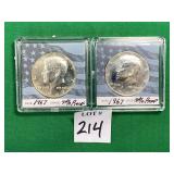 2 - 1967 Kennedy Half Dollars