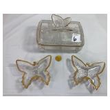 Glass Butterfly Trinket Box & Trays