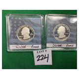 1 -2010 & 1 -2011 Washington Quarter Silver Proofs