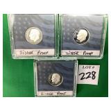 3 - 2009-2011 Roosevelt Dime Silver Proofs