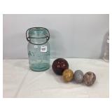 Blue Atlas Jar, Marble Eggs & Misc