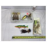 Assorted Large Fishing Lures & Case