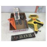 200' Tape, Scrappers, Level & Misc