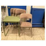 4 Padded Folding Chairs & Folding Tray