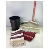 Metal Waste Can & Rugs