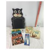 Cat Chalkboard, Dr. Suess Books, 45s & Misc