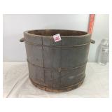 Wooden Barrel Basket w/Handles