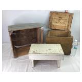 Wooden Boxes & Footstool
