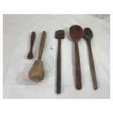 Vintage Wooden Spoons, Spatula & Mashers
