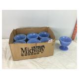 7 Blue Glass Dessert Cups
