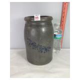 Stoneware Crock w/Cobalt Blue Deco